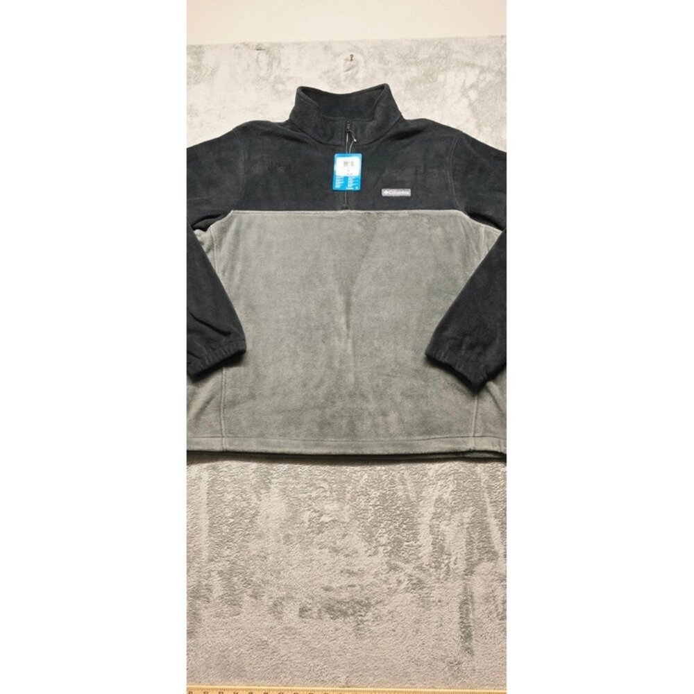 Columbia Fleece Steens Mountain Half‎ Zip Pullover Mens XL Gray Black